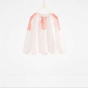 Zara Girls Neon Embroidered Blouse 11-12 Years